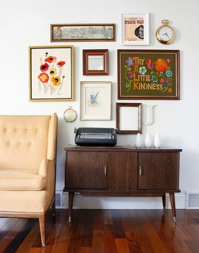 Vintage style gallery wall